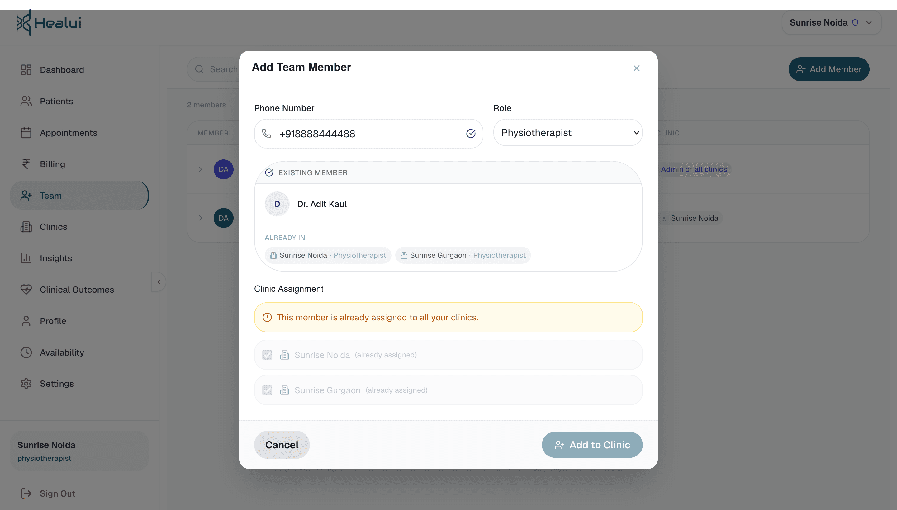 Healui Team & Roles: Staff & access control — Granular roles, audit trail.