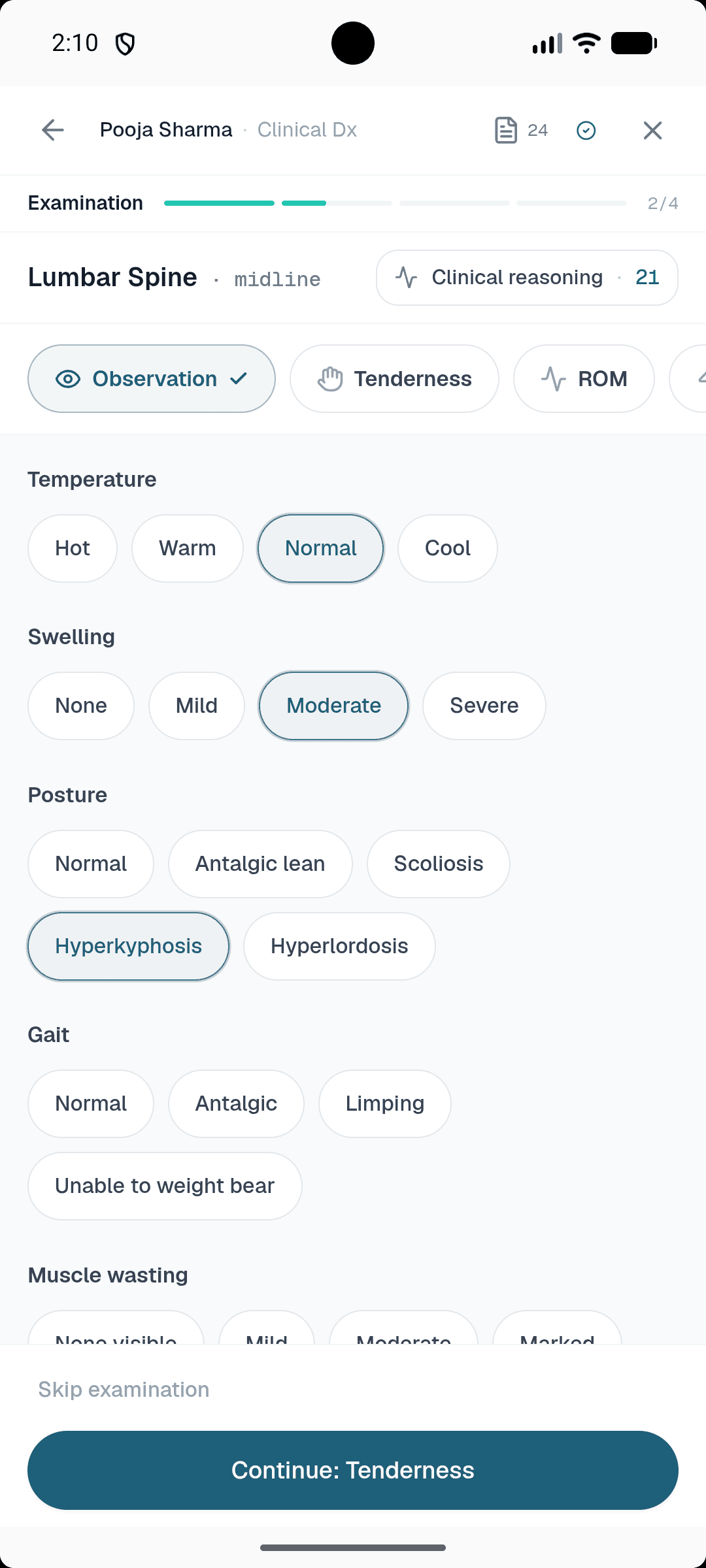 Healui mobile observation tab
