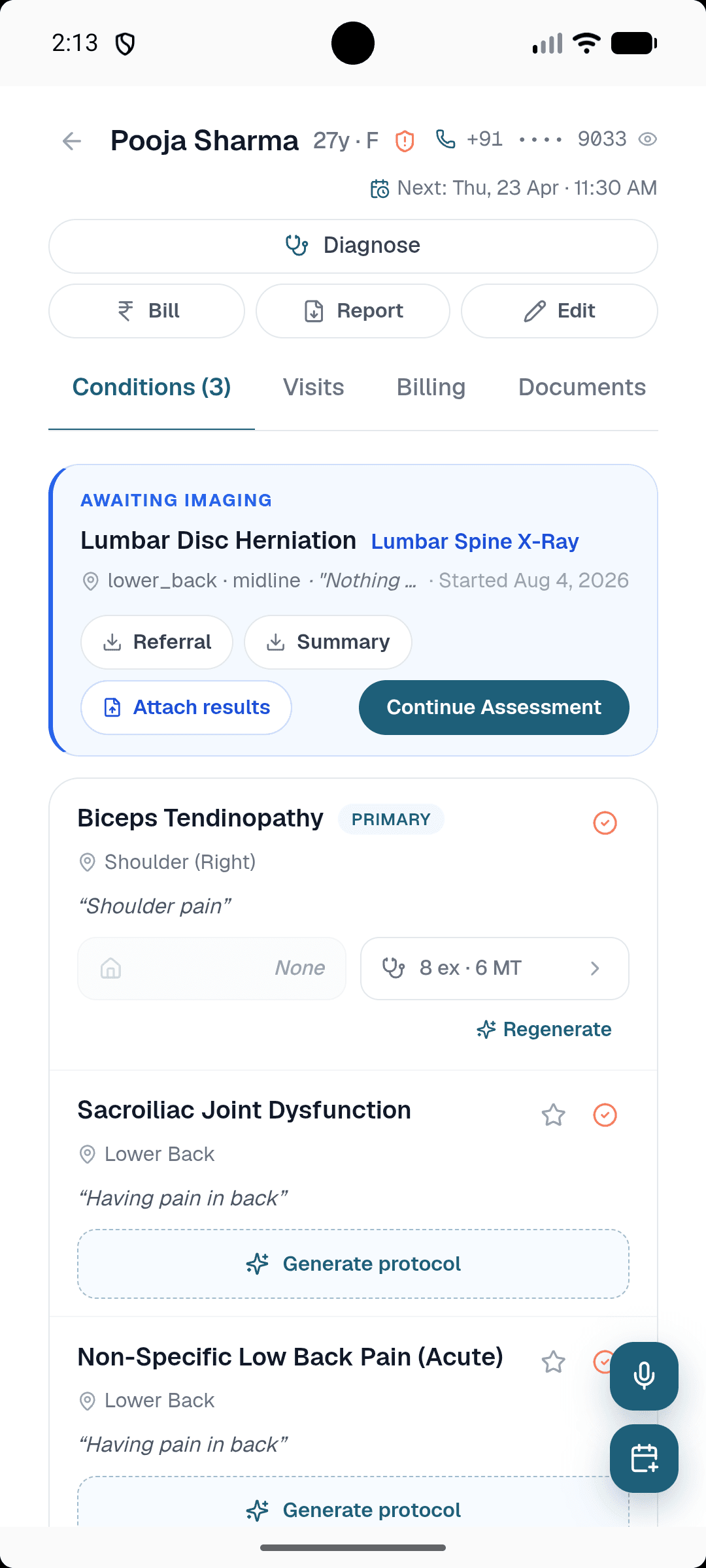 Healui mobile patient conditions hub