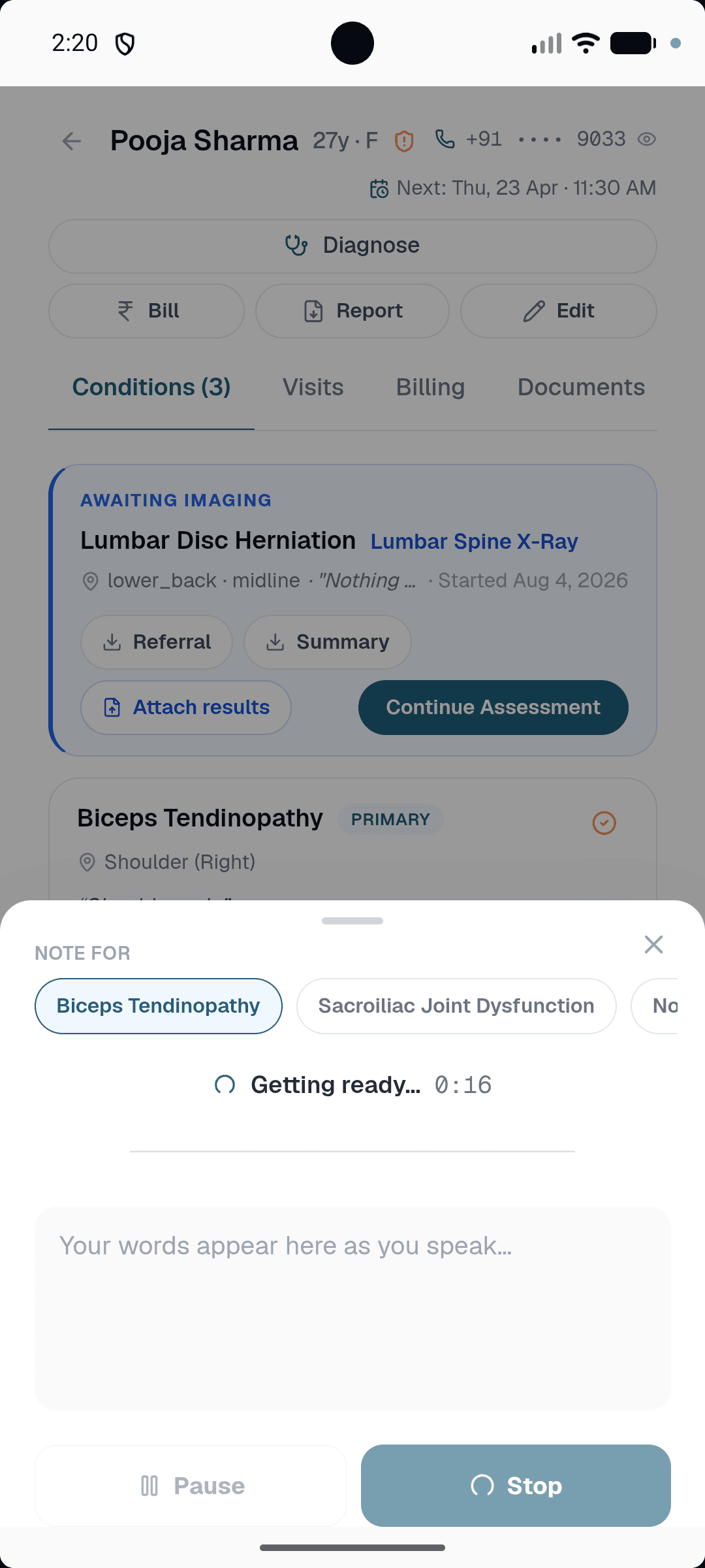 Healui mobile voice note recording